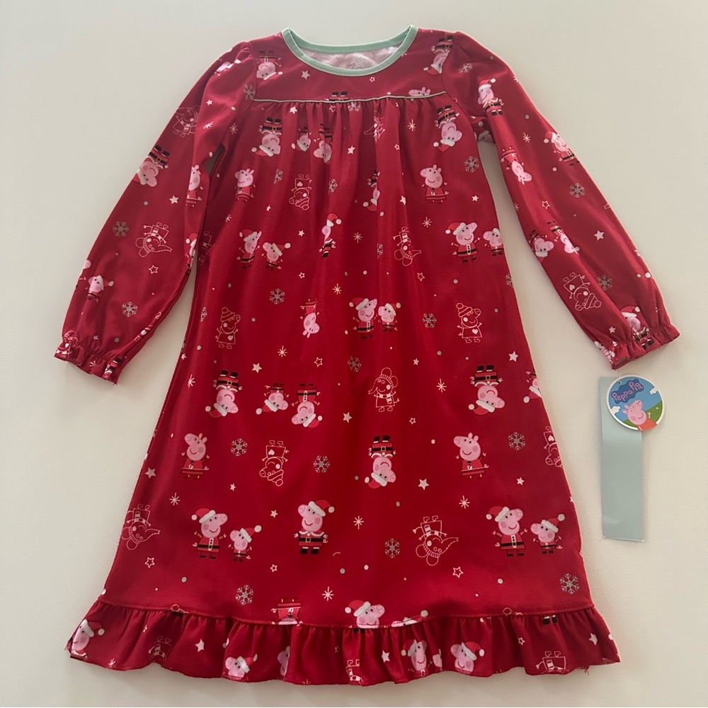 Peppa Pig 5T Toddler Girl Holiday Christmas Nightgown NWT Red George